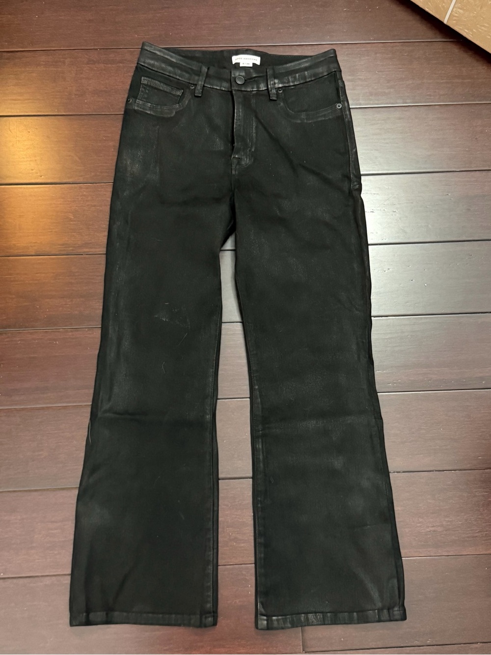 Good American Waxed Black Bootcut Jeans